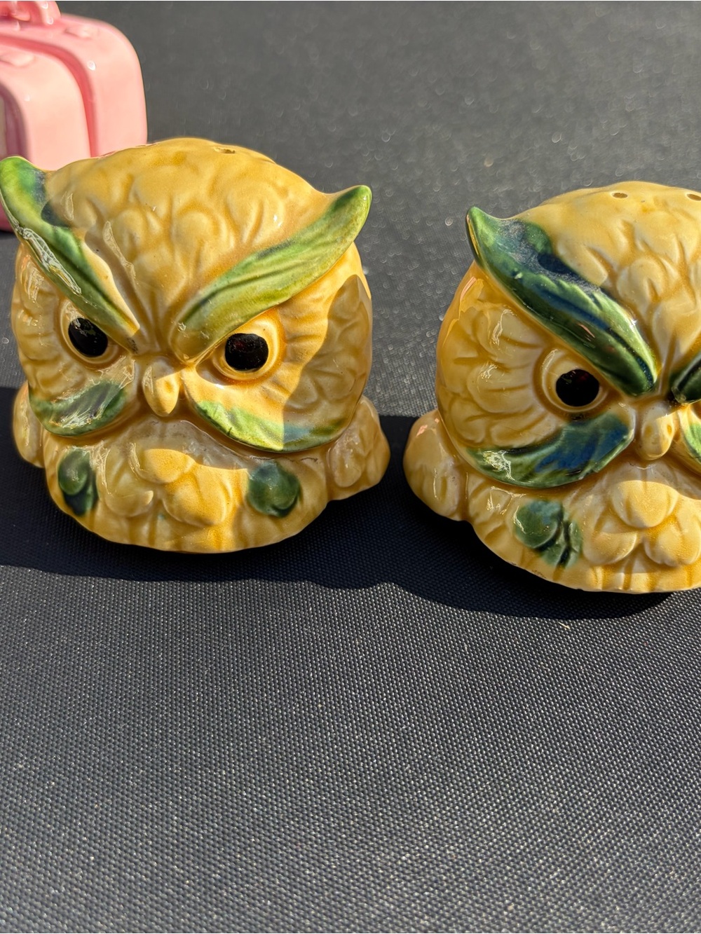 Owl Ceramic Salt and Pepper Shaker Set - Yellow and Green